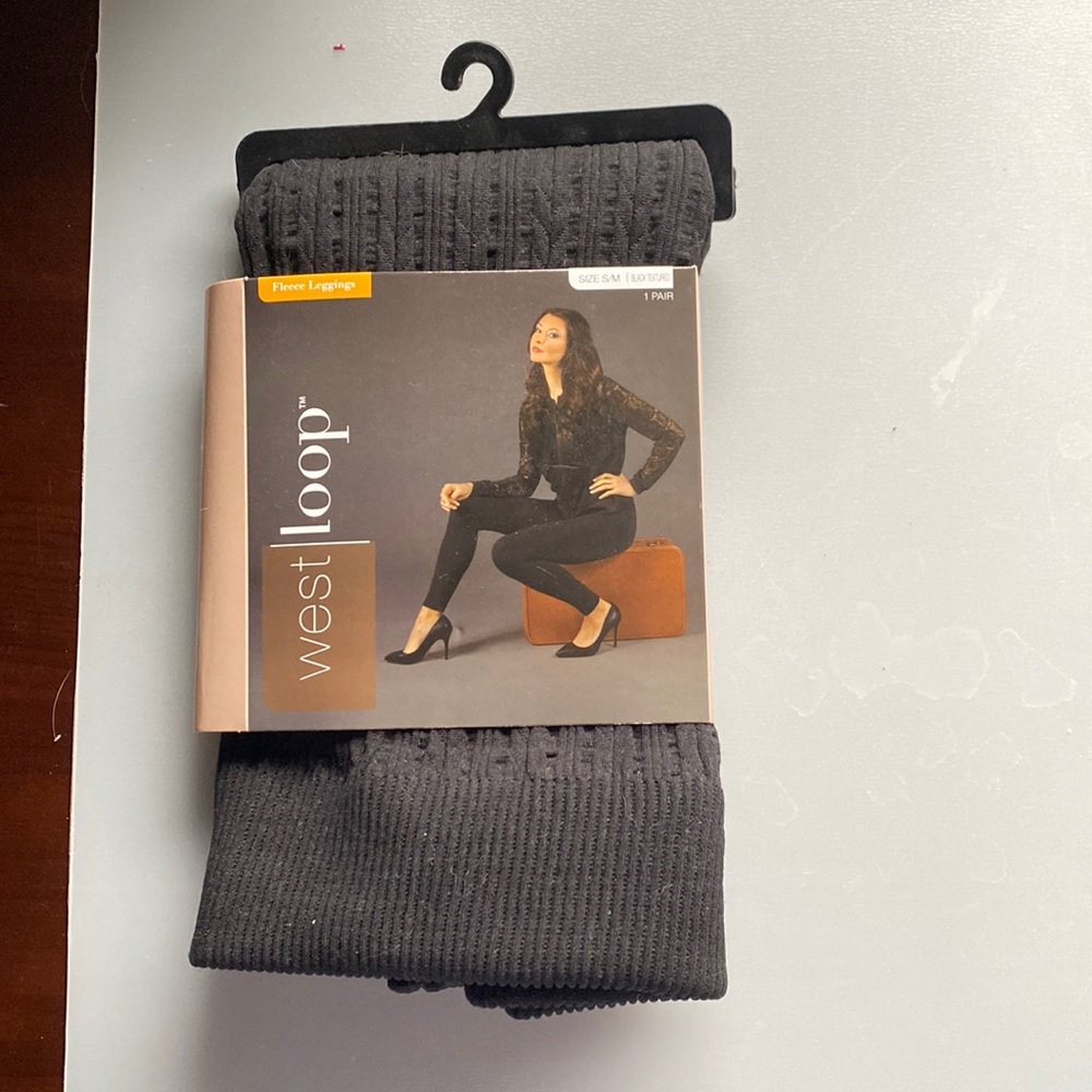 BLACK FLECE LEGGINGS WEST LOOP SIZE S/M